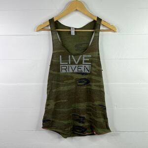 RIVEN‎ GEAR Green Camo Camouflage Racerback Gym Workout Tank Top Size Large